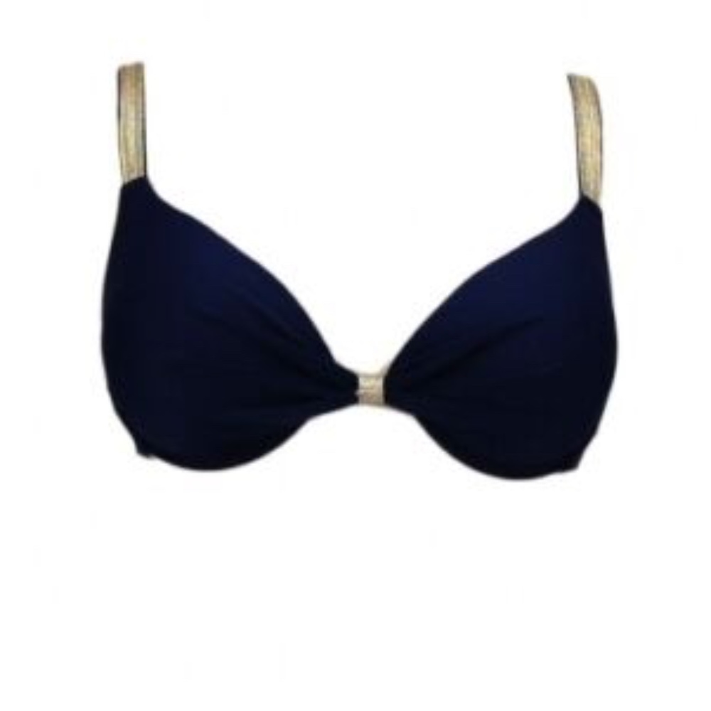 Navy Bikini With Gold Thread Swim Suit